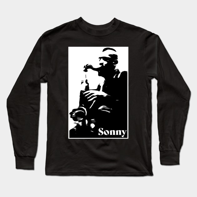 Sonny Rollins Jazz Saxophonist Tshirt, Musician Sax player Tee, Gift Shirt for Jazz Music Lovers, Father's Day Present Shirt, Woodcut Style Long Sleeve T-Shirt by Jazz Nerd Paradise